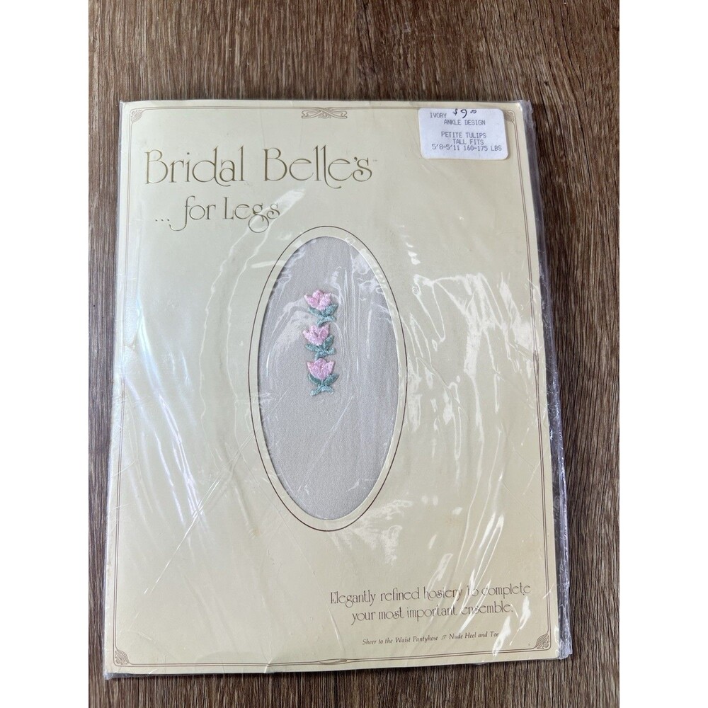 Vintage Bridal Belles For Legs Pantyhose Ivory Petite Tulips Tall Fits NIP
